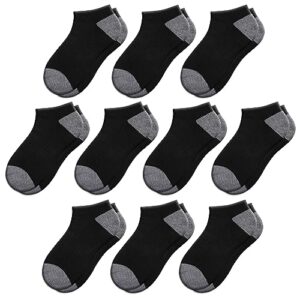 comfoex 10 pairs boys socks 4-6 6-8 8-10 years old low cut ankle athletic socks for kids short half cushioned socks