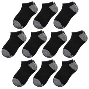 Comfoex 10 Pairs Boys Socks 4-6 6-8 8-10 Years Old Low Cut Ankle Athletic Socks For Kids Short Half Cushioned Socks