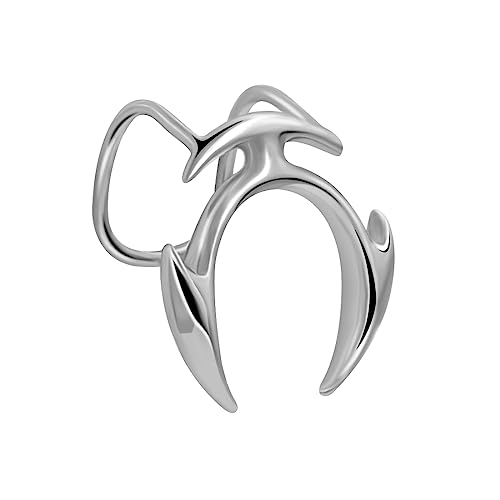 L'VOW Cyber Punk Futuristic Unisex Lip Wrap Cuff Irregular Non-Piercing Lip Clip Jewelry Cyborg Face Accessories(Silver-10)