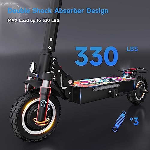 Electric Scooter 2800w Motor, 60 Miles Long Range & 40 MPH Speed, Upgraded 52V 25AH Battery, 10'' Heavy Duty Off-Road Tire, Electric Scooter for Adults