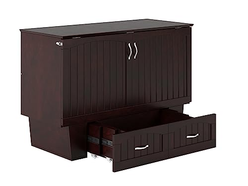 AFI, Nantucket Murphy Bed Chest with 6 inch Memory Foam Folding Matttress, Built-in Charging Station and Storage Drawer, Full, Espresso