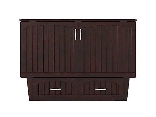 AFI, Nantucket Murphy Bed Chest with 6 inch Memory Foam Folding Matttress, Built-in Charging Station and Storage Drawer, Full, Espresso