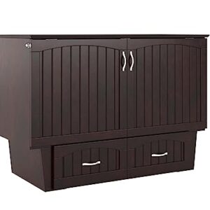 AFI, Nantucket Murphy Bed Chest with 6 inch Memory Foam Folding Matttress, Built-in Charging Station and Storage Drawer, Full, Espresso