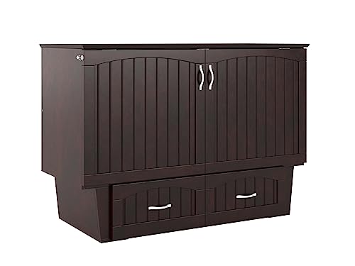 AFI, Nantucket Murphy Bed Chest with 6 inch Memory Foam Folding Matttress, Built-in Charging Station and Storage Drawer, Full, Espresso