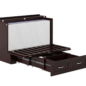 AFI, Nantucket Murphy Bed Chest with 6 inch Memory Foam Folding Matttress, Built-in Charging Station and Storage Drawer, Full, Espresso