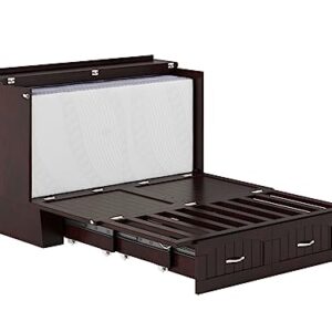 AFI, Nantucket Murphy Bed Chest with 6 inch Memory Foam Folding Matttress, Built-in Charging Station and Storage Drawer, Full, Espresso