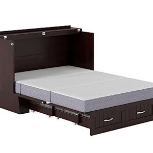 AFI, Nantucket Murphy Bed Chest with 6 inch Memory Foam Folding Matttress, Built-in Charging Station and Storage Drawer, Full, Espresso