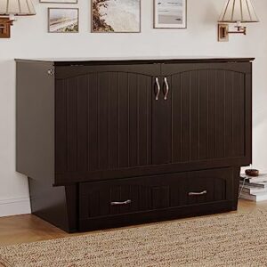 AFI, Nantucket Murphy Bed Chest with 6 inch Memory Foam Folding Matttress, Built-in Charging Station and Storage Drawer, Full, Espresso