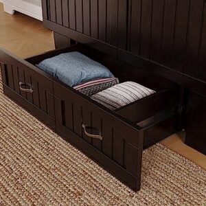 AFI, Nantucket Murphy Bed Chest with 6 inch Memory Foam Folding Matttress, Built-in Charging Station and Storage Drawer, Full, Espresso