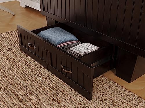 AFI, Nantucket Murphy Bed Chest with 6 inch Memory Foam Folding Matttress, Built-in Charging Station and Storage Drawer, Full, Espresso