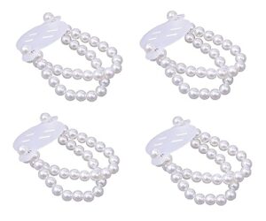 4pcs elastic pearl wrist corsage bands wristlets stretch pearl wedding wristband faux pearl bead corsage accessories bracelets diy wrist bands for wedding party prom bride bridesmaid handmade corsage