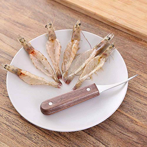 ROEDEER Shrimp Deveiner Knife,Sharp Stainless Steel Blade and Wooden Handle,Shrimp Deveining Tool,Butterfly Shrimp,Essential Tool for Home Kitchen (shrimp knife - I)