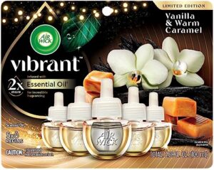 air wick scented oil - vibrant refill vanilla & warm caramel, 5 refills