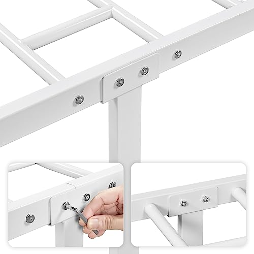 Yaheetech Metal Platform Bed Frame Mattress Foundation with Diamond Pattern Headboard/Footboard/Heavy Duty Steel Slat Support/Under Bed Storage/No Box Spring Needed/Twin Size White