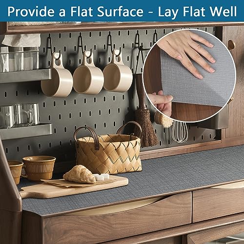 Self Adhesive Shelf Liner, Peel and Stick Drawer Liner Waterproof Contact Decor Liner with Grain Texture for Kitchen Walls Cabinets, Bedroom Classroom, Cover Book-17.5 x 118.1 inches, Silver Gray