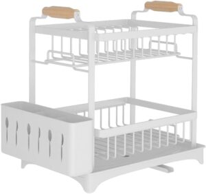 mcuiatn dish drying rack -multifunctional dish rack (white)