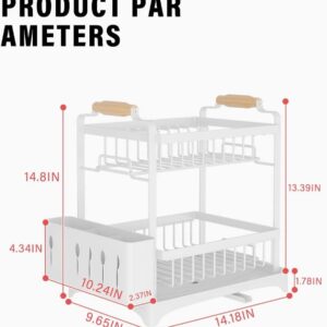 MCUIATN Dish Drying Rack -Multifunctional Dish Rack (White)