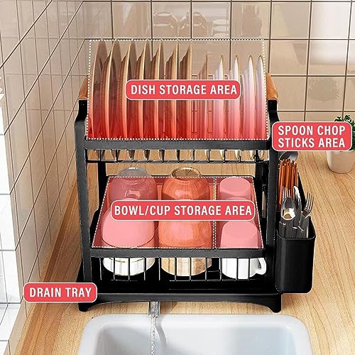 MCUIATN Dish Drying Rack -Multifunctional Dish Rack (Black)