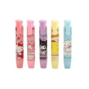 5pcs cute erasers for kids retractable pencil erasers for pencils kawaii eraser fun erasers back to school supplies kid party favors gift, suitable for children over 6 years old