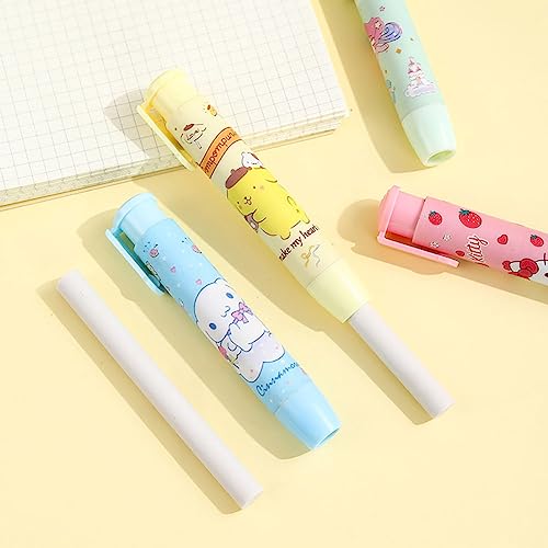 5Pcs Cute Erasers for Kids Retractable Pencil Erasers for Pencils Kawaii Eraser Fun Erasers Back to School Supplies Kid Party Favors Gift, Suitable for Children Over 6 Years Old