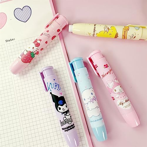 5Pcs Cute Erasers for Kids Retractable Pencil Erasers for Pencils Kawaii Eraser Fun Erasers Back to School Supplies Kid Party Favors Gift, Suitable for Children Over 6 Years Old