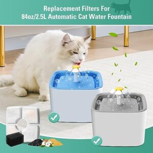 12 Pack Replacement Filters & 12 Pack Pre-filter Sponges for 84oz/2.5L Automatic Pet Fountain, BFLICROY Cat Water Fountain Filter, Triple Filtration Pet Fountain Replacement Filters