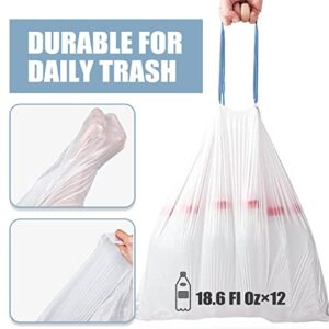 Small Trash Bags 4 Gallon - Drawstring 4 Gallon Trash Bag, Tear-Free 4 Gal Small Garbage Bags, Separated Unscented White Small Trash Bags Bathroom Trash Bags, 57 Count