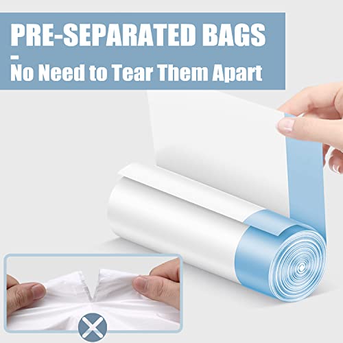 Small Trash Bags 4 Gallon - Drawstring 4 Gallon Trash Bag, Tear-Free 4 Gal Small Garbage Bags, Separated Unscented White Small Trash Bags Bathroom Trash Bags, 57 Count