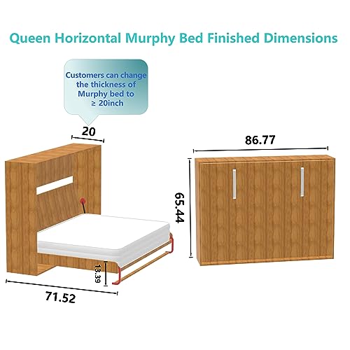 Tlongxia Queen-Horizontal Murphy Bed Hardware with Coarse Gas Bumper Spring Frame Concealed Murphy Bed Kit Mattress for Semi-Automatic Foldable Cabinet Closet Bed Room Study Murphy Bed Kit DIY