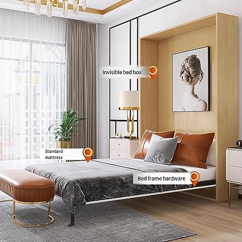 Tlongxia Queen-Horizontal Murphy Bed Hardware with Coarse Gas Bumper Spring Frame Concealed Murphy Bed Kit Mattress for Semi-Automatic Foldable Cabinet Closet Bed Room Study Murphy Bed Kit DIY