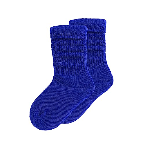 UTTPLL Girls-Slouch-Socks-Toddler-Cotton Athletic Stockings Uniform Knee High Tube Socks Little Kids Long Boot Crew Socks Royal Blue 6-9 Years