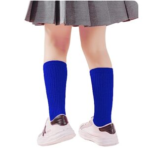 UTTPLL Girls-Slouch-Socks-Toddler-Cotton Athletic Stockings Uniform Knee High Tube Socks Little Kids Long Boot Crew Socks Royal Blue 6-9 Years