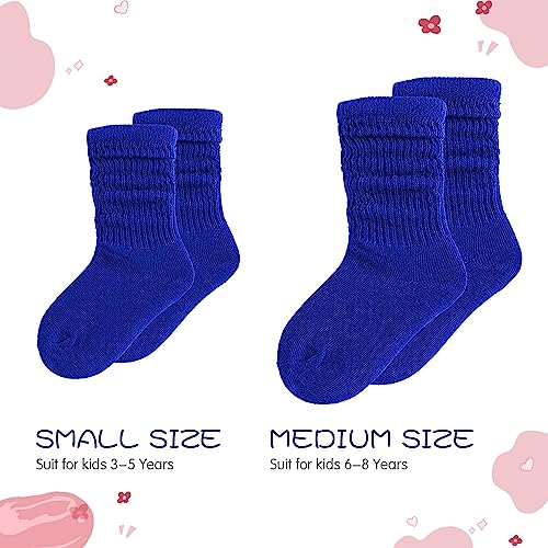 UTTPLL Girls-Slouch-Socks-Toddler-Cotton Athletic Stockings Uniform Knee High Tube Socks Little Kids Long Boot Crew Socks Royal Blue 6-9 Years