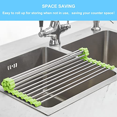 Seropy Roll Up Dish Drying Rack Over The Sink Drying Rack for Kitchen Counter, Rolling Dish Rack Over Sink Mat and Collapsible Dish Drying Rack Portable Dish Drainers for Kitchen Counter