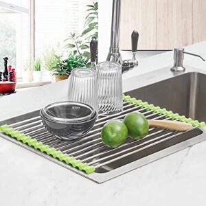 Seropy Roll Up Dish Drying Rack Over The Sink Drying Rack for Kitchen Counter, Rolling Dish Rack Over Sink Mat and Collapsible Dish Drying Rack Portable Dish Drainers for Kitchen Counter