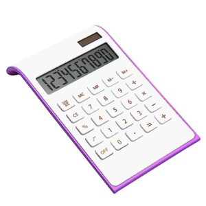 purple calculator, upiho purple office supplies and accessories, 10 digits solar battery basic office calculator, dual power desktop calculator with large lcd display, purple office supplies