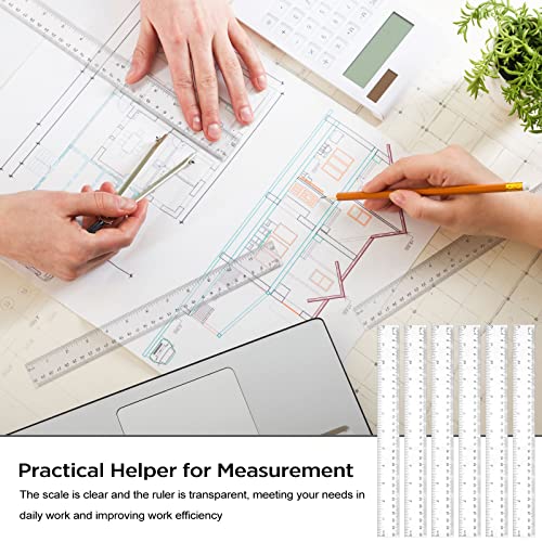 30 Pcs 12 Inch Ruler Bulk Plastic Flexible Rulers with Inches and Centimeters Kids Ruler Straight Measuring Drafting Tools for School Education Families Kids Students (Clear,Plastic)