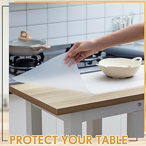 Timgle 8 Rolls Shelf Liner 12 Inch x 10 ft Cabinet Liner Kitchen Drawer Mat Non Slip EVA Plastic Drawer Liner Non Adhesive Washable Waterproof Fridge Liner for Refrigerator, Freezer, Pantry (Clear)