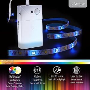 Xtreme Lit 6.5ft Indoor Motion Activated RGBW Color-Changing LED Light Strip, Battery Powered