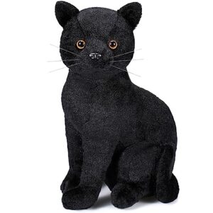 libima 13 inch cat plush stuffed animal realistic cat plush toy soft kitten stuffed animal for halloween christmas home decor animal collection pet party favors supplies (black,cute)