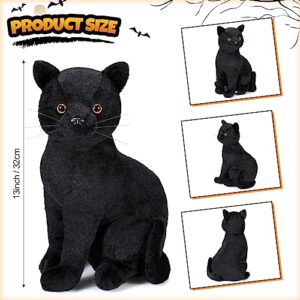 Libima 13 Inch Cat Plush Stuffed Animal Realistic Cat Plush Toy Soft Kitten Stuffed Animal for Halloween Christmas Home Decor Animal Collection Pet Party Favors Supplies (Black,Cute)