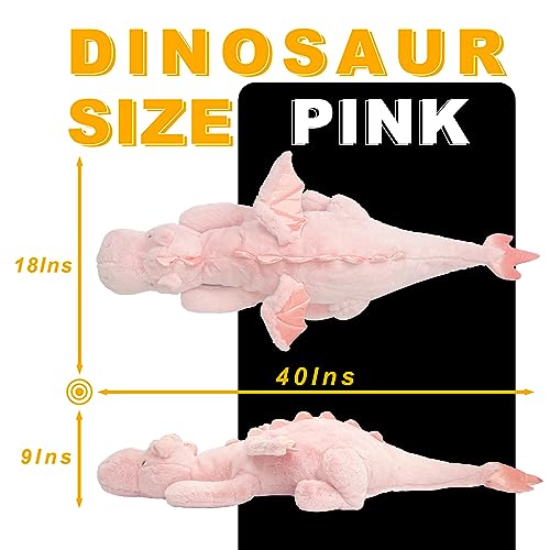 YOUBLEK 40In 2Lb Weighted Stuffed Animals,Cute Plush Dragon,Weighted Stuff Dinosaur Toy for Kids Adult Gift or Decoration(Pink, 40Inches/2Lbs)