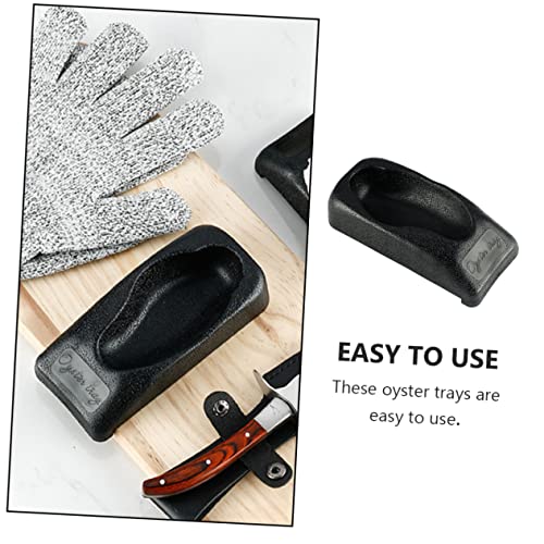 Angoily Oyster Seat Mini Tools Wood Tools Plastic Stand Wood Oyster Shucker Household Shellfish Opener Tool Seafood Open Machine Oyster Opening Tool Oyster Trays Oyster Holders Black Pvc