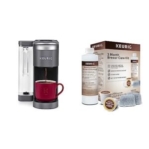 keurig k-supreme smart coffee maker, gray & 3-month brewer maintenance kit includes descaling solution, water filter cartridges & rinse pods, compatible classic/1.0 & 2.0 k-cup coffee makers, 7 count