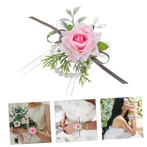 FAVOMOTO Wrist Flower Outdoor Wedding Decorations Retro Decor Pearl Brooch Wrist Flowers Bridesmaids Corsage Wristlet Wrist Corsage Bride Wristband Decors Bride Wrist Corsage European Style