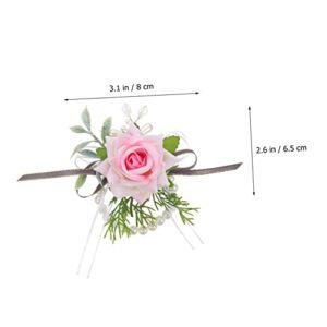 FAVOMOTO Wrist Flower Outdoor Wedding Decorations Retro Decor Pearl Brooch Wrist Flowers Bridesmaids Corsage Wristlet Wrist Corsage Bride Wristband Decors Bride Wrist Corsage European Style