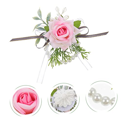 FAVOMOTO Wrist Flower Outdoor Wedding Decorations Retro Decor Pearl Brooch Wrist Flowers Bridesmaids Corsage Wristlet Wrist Corsage Bride Wristband Decors Bride Wrist Corsage European Style