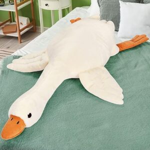 qicpi 60" goose stuffed animal weighted plush toy white swan throw soft plush sleeping pillow stuffed animal toys for kids gifts