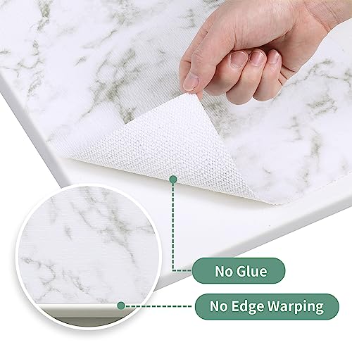 Drawer and Shelf Liner for Kitchen Cabinet: 12 in X 20 Ft Non Slip Waterproof Shelf Paper Non Adhesive Refrigerator Liners White Marble Easy Liners for Bathroom Cupboard with Knife Tape Measure