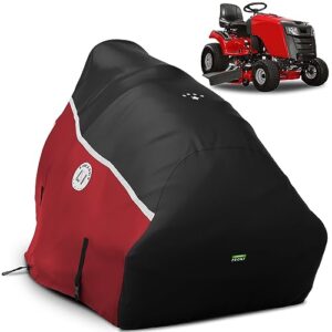 li libzaki 420d riding lawn mower cover, waterproof tractor cover heavy duty fits decks up to 54",universal fit for john deere, ego, toro, craftsman, husqvarna and more -72"l x 54"w x 46"h-red